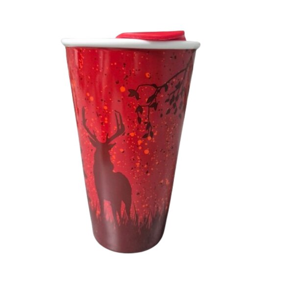 2017 Tim Hortons Red Deer Scene Ceramic Travel Coffee Tea Mug Cup - Picture 1 of 11